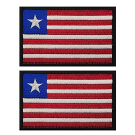 EmWoot 2PCS Africa Liberia Flag Patch Embroidered Morale Patch Military Tactical Patches Hook and Loop Applique Fastener