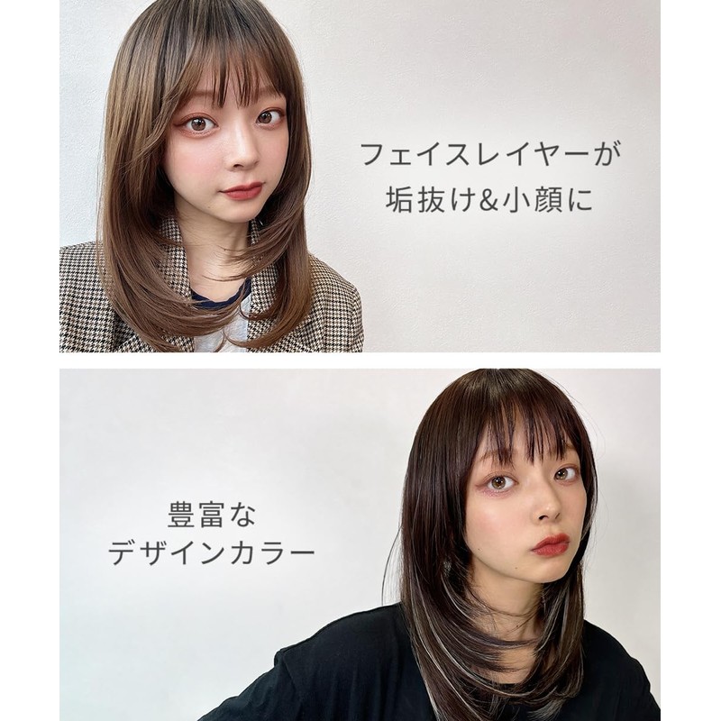 AQUADOLL wg352MBK Medium Semi-Long Layered Inner Mesh Full Wig, One