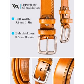 WOLFANT Thicken Heavy Duty Leather Gun Belt for Men,100% Italian Real Solid Full Grain Leather