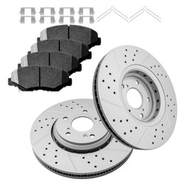 Fraxle Front Drilled & Slotted Disc Brake Rotors and Ceramic Brake Pads kit for Honda Civic 2017 2018 2019 2020 2021