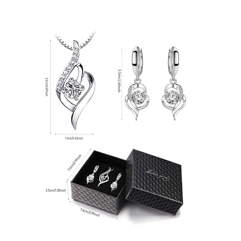 Collares de Mujer, Juego Collar Aretes de Mujer Plata de