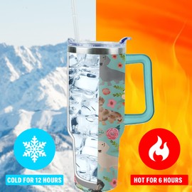 Lumumanber 40 oz Dachshund Tumbler with Handle and Straw, Dog Travel Mug Water Bottle, Stainless Steel Insulated Cup with Lid and Straw, Birthday Christmas Gifts