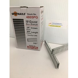 SPOTNAILS 4805PG L / 90 Series 18 Gauge 1/4" Crown, 5/8" leg. 5000 Pcs/Box, 10 Boxes/Case. Sale By Full Case !