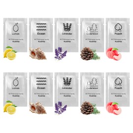 10 Pack Car Air Vent Clip Freshener Refills Solid Fragrance Replacement Pads with 5 Sample scents (Cedar/Ocean/Lemon/Peach/Lavender, 2pack of each)