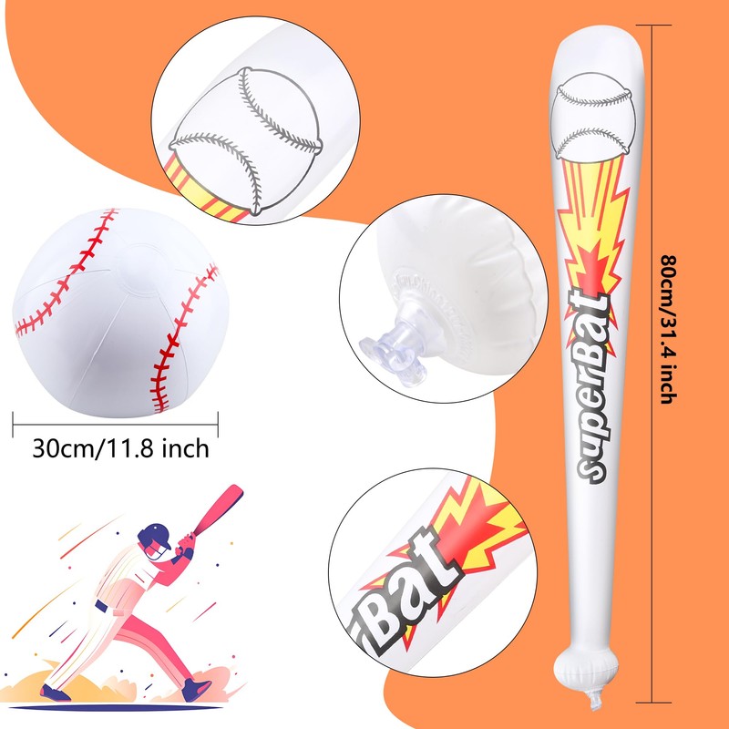 12 Pack Inflatable Baseball Bat Set Include 6 pcs 31