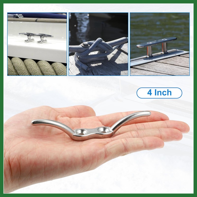 Motoforti 4 Inch Stainless Steel Flagpole Cleat Hook Boat Deck