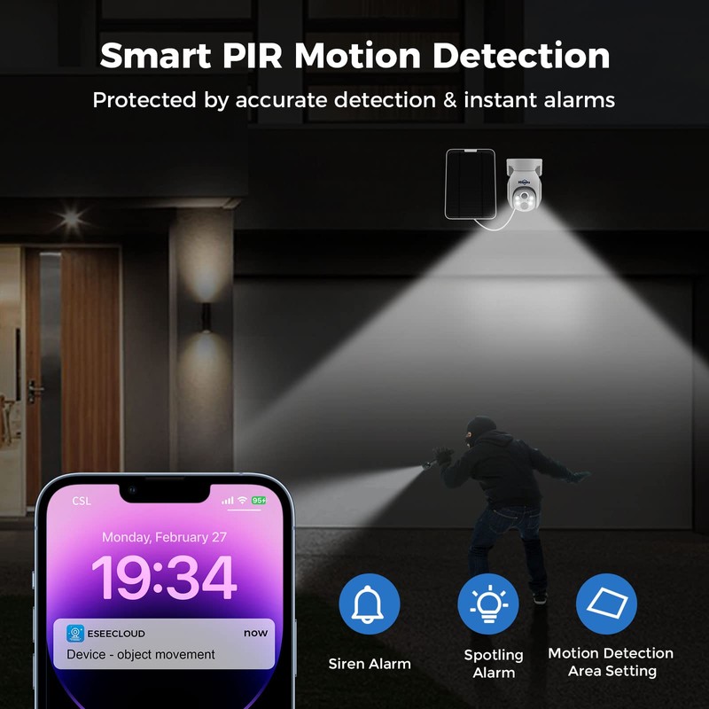 Hiseeu Outdoor Security Camera Waterproof Home Security CCTV WiFi Surveillance