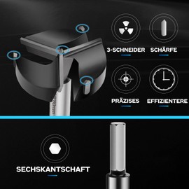 Forstner Drill Bit, 40 mm, 3 Cutter Forstner Drill Bit, Wood Drill Router Bit for Wood, Hardwood
