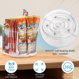 Drink Packet Organizer for Powdered Drink Mix,Powder Packet,Water Packet,Water Flavor Packet,Lazy Susan Organizer for Drink Mix Rotating Holder for Drink Mix Necessities