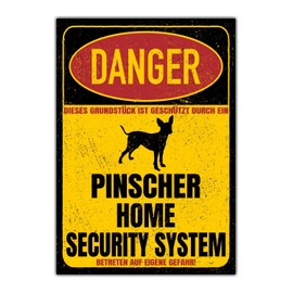 Pinscher Miniature Pinscher Sign Danger Security System Door Sign Dog Sign Warning Sign Dog Safety Sign Dog Private Property Dog Warning Warning