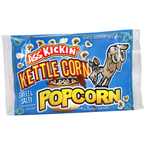 ASS KICKIN’ Kettle Corn Microwave Popcorn - 3 Pack - Ultimate Sweet Gourmet Gift - Try if you dare!