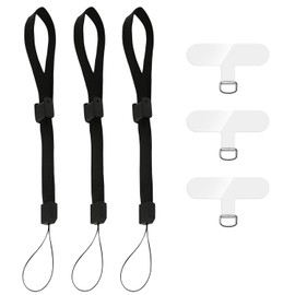 VSuRing Hand Wrist Strap Lanyard 8.3" Adjustable Comfortable Flat Cord Sturdy Black Phone Tether Tab Patch TPU Anti-lost (Transparent Patch)