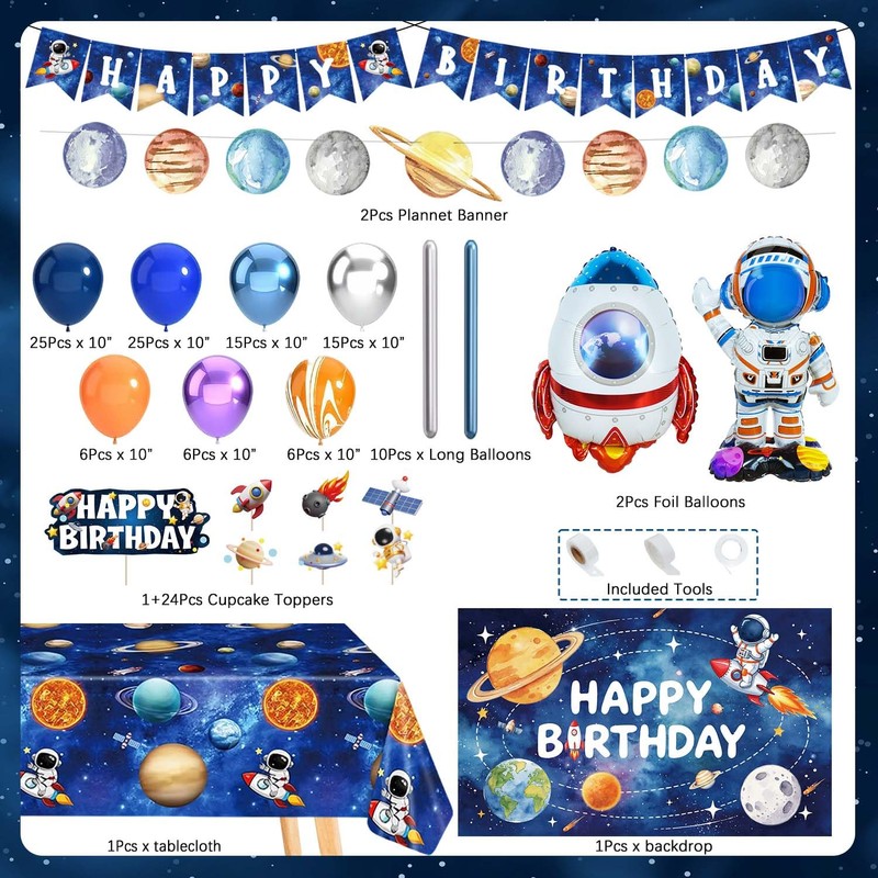 139Pcs Space Themed Party Decorations