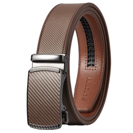 SKiporty Mens Belt,Ratchet Belts for Men Leather 1 3/8'' Adjustable for Dress Jeans A-Tan Brown 46" to 52" Waist Adjustable