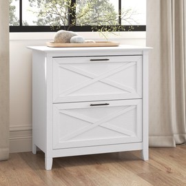 Bush Furniture Key West 2 Lateral File Cabinet | Document Storage for Home Office | Accent Chest with Drawers, 30"W x 20"D x 30"H, Pure White Oak
