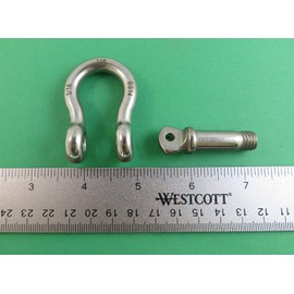 US Stainless 4 Foot Stainless Steel 316 Anchor Chain 1/4" (7mm) NACM by 4 Foot with 2 US Style 5/16" Stainless Steel Bow Shackles