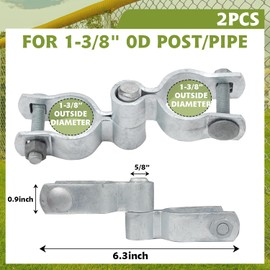 1-3/8" x 1-3/8" Chain Link Fence Gate Post Hinge Kit, Set of 2, Galvanized Steel Chain Link Fence Gate Hinge with 2 PCS Female Gate Frame Hinge and 2 PCS Male Gate Post Hinge, Bolts & Nuts Included