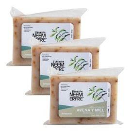 NEEM ERFRE | Pack de 3 jabon natural de avena y miel 150g con aceite de NEEM sin parabenos ni petrolatos