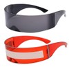 2 Pack Futuristic Cyclops Monoblock Shield Mirrored Sunglasses (2 Pack,