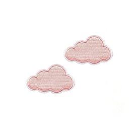 PL Set of 2 Tiny. Mini Milky Pink Color Clouds Sky Summer Patches Cute Cartoon Logo1 sew Iron on Embroidered Applique Badge Sign Patches Clothing Costume