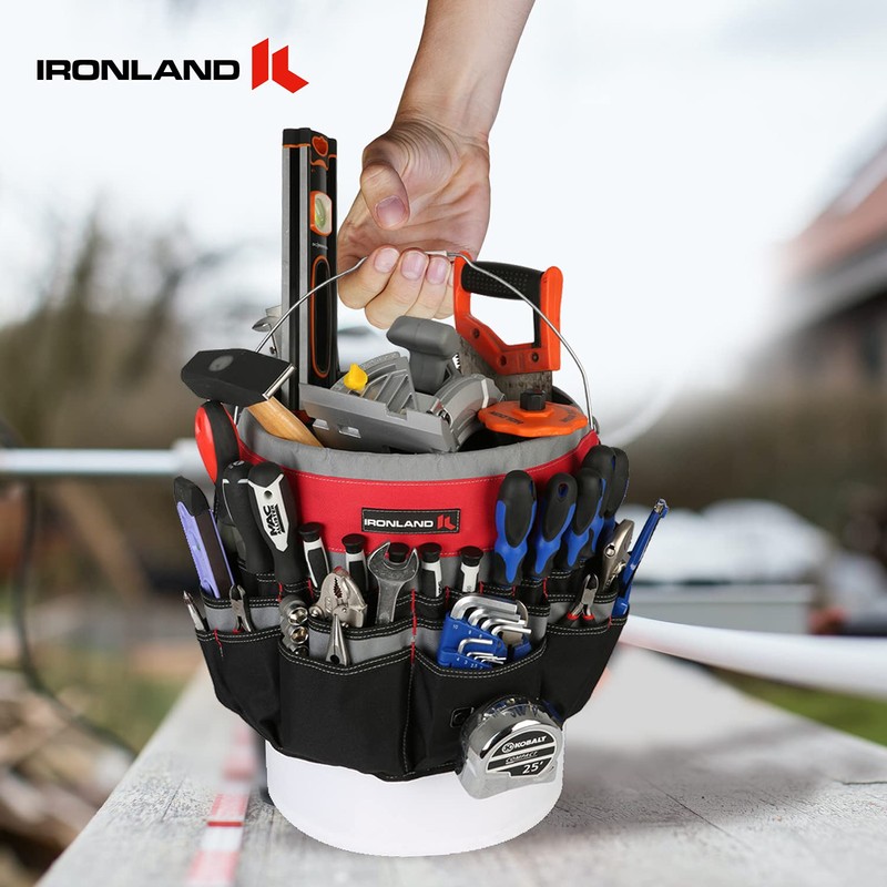 IRONLAND Bucket Tool Organizer Fit 3.5-5 Gallon Bucket, 51 Pockets,