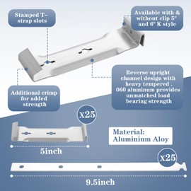 Blulu 25 Sets 5" Aluminum Roof Gutter Hanger with Straps for Fixing Without Eaves, Ideal for Aluminum and Steel Gutters, Strong and Durable Roof Gutter Support Solution