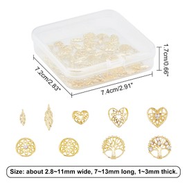 OLYCRAFT 144pcs Dream Catcher Theme Resin Filler Hollow Alloy Cabochons Tree of Life Leaves Resin Charms Epoxy Resin Accessories Nail Art Decoration Epoxy Resin Filling Material - Golden