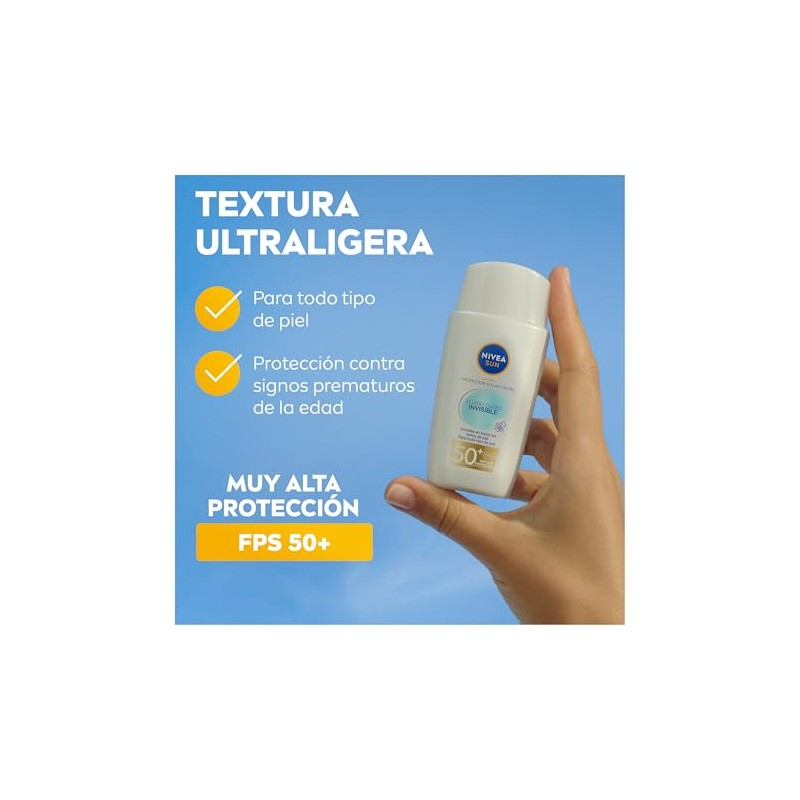 Protector Solar Facial NIVEA SUN Fluido Diario Invisible + Antioxidantes