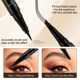 Augenbrauenstift Wasserfest, Wischfest Eyebrow Pencil 2-in-1-Doppelkopf, Langanhaltend und Wischfest, mit Augenbrauenbürste, Zaubern Sie ganz Einfach eine Natürliche Augenbrauenfarbe (Dunkelbraun)