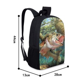 Nakgn Bass Fish Kids Backpack Print School Bookbag Durable Travel bag for Elementary Students Teens Girls Boys One_Size