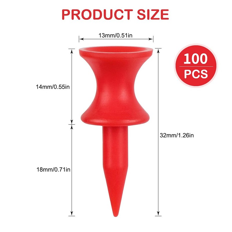 YUFETY 100 Pcs Golf Tees Plastic 32mm Red Castle Golf
