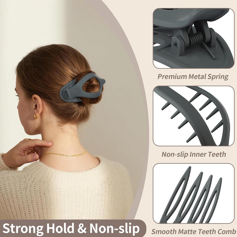 9 Pack Flat Hair Clips for Women, Matte Claw Clips