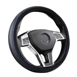 Flaconi Car Steering Wheel Cover,15” Steering Wheel Cover,Microfibre Leather Breathable,Car Wheel Cover,Steering Wheels Covers,Car Steering Wheel Covers(Black&Blue)