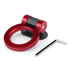 Kit de Anillo de Remolque de Gancho de Remolque de Coche Universal, Barra de Remolque de Anillo Redondo de Tracción Adhesiva Modificada para Coche de Carreras, Decoración de Gancho de Remolque(Rojo)