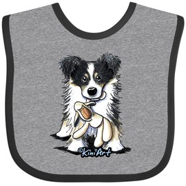 inktastic Tri-Color Border Collie Baby Bib Heather and Black - KiniArt 3e79