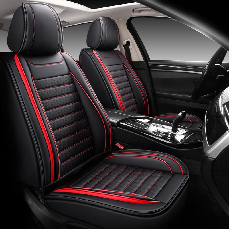 MINGBRON Leather Car Seat Covers Full Set, Universal Faux Leather