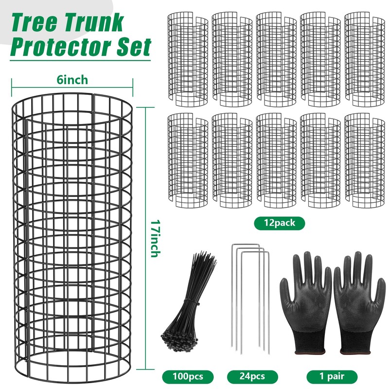 UQM Tree Trunk Protector, 24 Pcs Metal Tree Guards Trunk