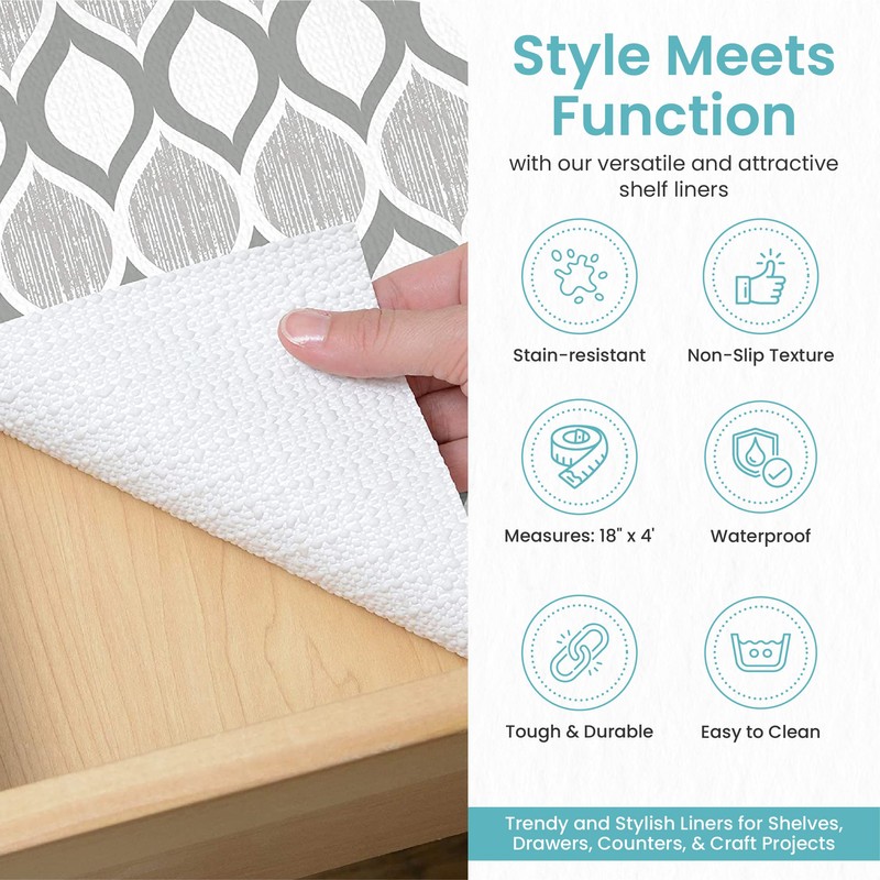 Con-Tact Brand Grip Prints Shelf Liner - Versatile 18" x