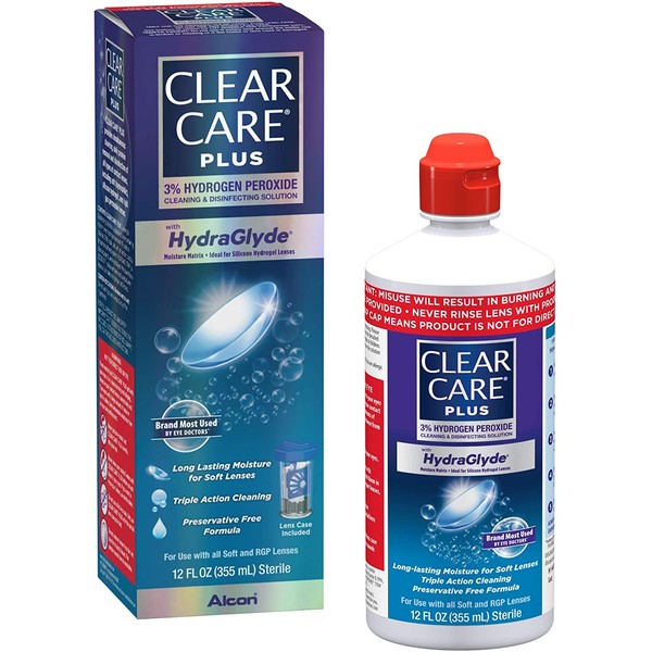 Clear Care Plus Cleaning and Disinfecting Solution with Lens Case, 12-Ounces