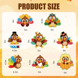 JarThenaAMCS 8Pcs Thanksgiving Fridge Magnet Cartoon Turkey Magnet Fall Magnetic Stickers for Autumn Refrigerator Home Kitchen Locker Office