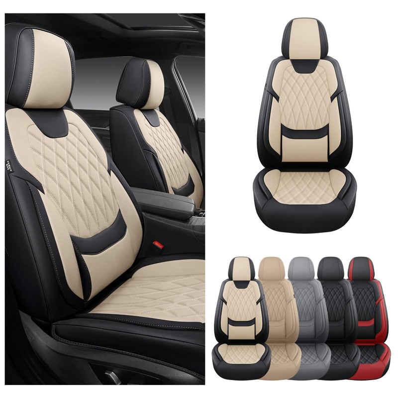 FREESOO Front Car Seat Covers - Luxury Breathable Waterproof Faux