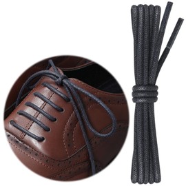 Puzeam Shoelaces, Thin Shoelaces, Leather Shoes, Wax Laces, 2 Pairs (4 Pieces), Shoelaces, 0.1 inch (3 mm), Round Laces, 27.6 inches (70, 80, 90, 100, 110, 120 cm), 8 Colors Available, navy