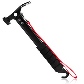AYMQC Tent Hammer Lightweight Aluminium Camping Hammer with Hook Multifunctional Portable Hammer for Camping Outdoor Activities Black