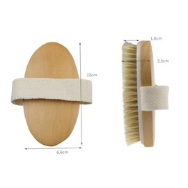 Baluue Bristle Shower Brush for Body Massage Wooden Frame Back Rub Brush Strap for Dead Skin Removal and Circulation Bathing Routine