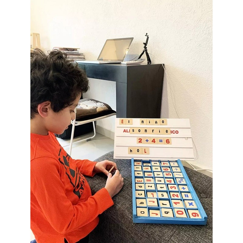 CASTILLO DIDÁCTICO 4 Cajas De Alfabeto Matemático Móvil De Madera,