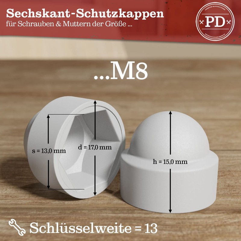 PD® Hexagonal protective caps M8 (wrench size 13), cover caps