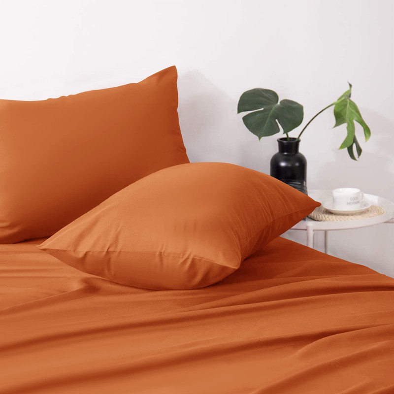 Hafaa Pillowcases 2 Pack Brushed Microfiber Rust Pillow Cases with