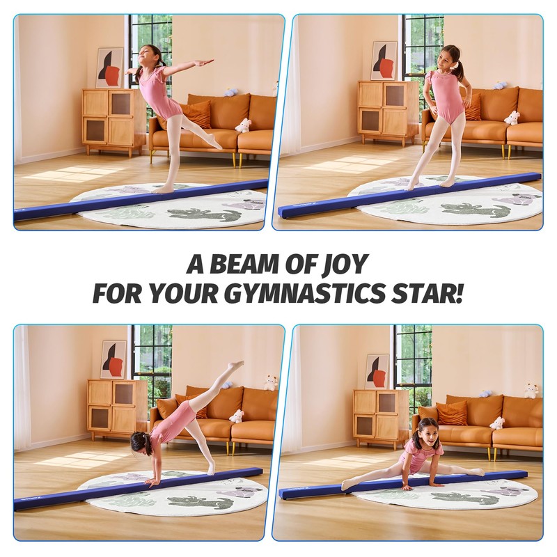 ZELUS 8ft. Folding Gymnastics Balance Beam, Floor Balance Beam w/Carry