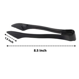 PARTY BARGAINS 8.5” Plastic Serving Tongs - (12 Pack) Premium Quality Black Plastic Tongs, Excellent Disposable Tongs for BBQ, Salads, Grilling, Buffets, & Kitchen