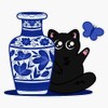 Black Cat Reaching for Butterfly Bumper Sticker Vinyl Decal 5"